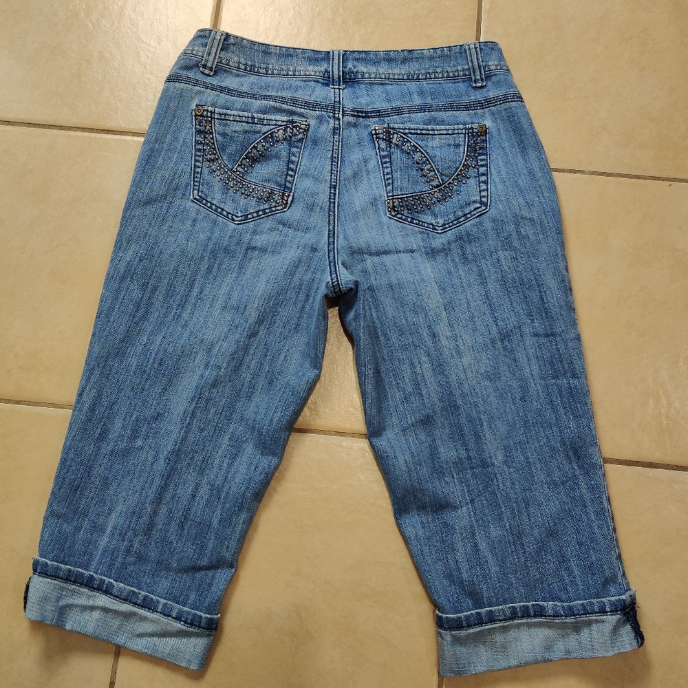 Christiana Zinn Studded Cuffed Jean Capri